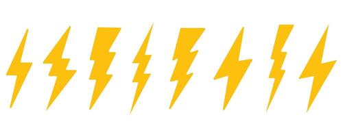 Lightning flat icons. Thunderbolts icons isolated background. illustration vector