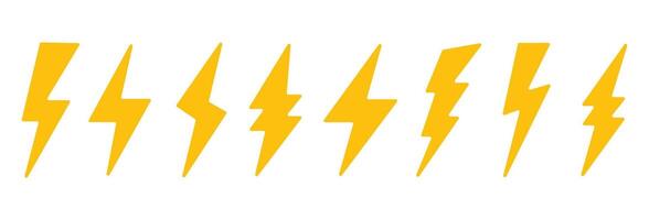 Lightning flat icons. Thunderbolts icons isolated background. illustration vector