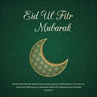 Eid Mubarak Greeting Card Design with Islamic Lantern and Crescent Moon , Eid Social Media Post, Eid Al Fitr Mubarak Islamic Background Design Template for Eid Mubarak Wishes Greeting Card vector