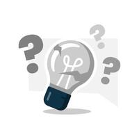 writer or creative block, no idea. light bulb with question mark concept illustration flat design. simple modern graphic element for empty state ui, infographic, icon vector