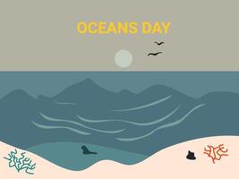 Oceans Day illustration flat design vector