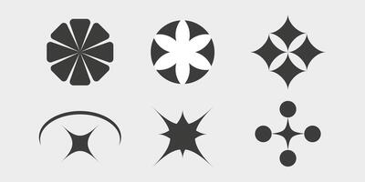 Y2K symbols, retro star icons, trendy acid rave and graphic elements for posters and streetwear fashion design vector