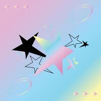 Y2k style gradient with sparkles star aura aesthetic vector