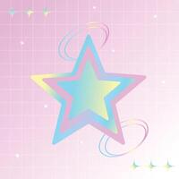 y2k style gradient shape with linear forms and sparkles star aura aesthetic vector