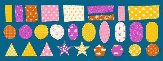 Sheets of paper with torn shapes. Trendy elements with funny pattern for collage. illustration vector