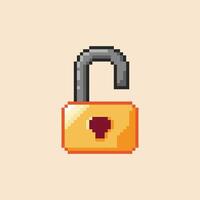 Padlock pixel art illustration vector