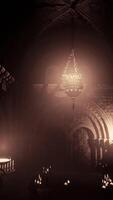 Eerie atmosphere dark gothic chapel candles video