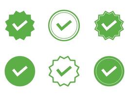 conjunto de verificación icono estampilla. garantizado sello o verificado insignia. vector