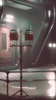 ficção científica cenas com metal canais dentro nave espacial video