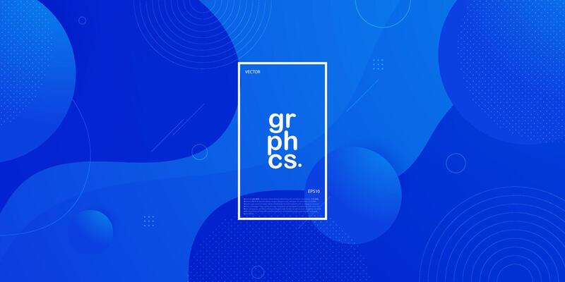 Blue gradient background with geometric wave and circle shapes elements. Colorful blue wave design. Simple elegant concept. Eps10