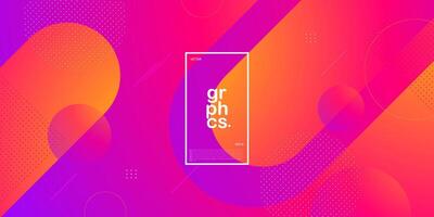 Dynamic abstract gradient orange and purple geometric background with simple circle pattern. Cool and bright design. Eps10 vector