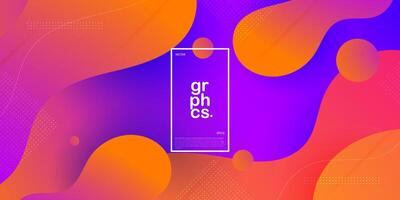 Orange liquid geometric on dark purple abstract background design. Creative banner design with fluid wave shapes and liquid lines for template. Simple background design. Eps10 vector