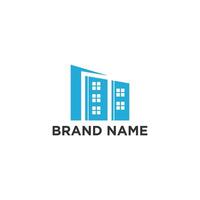 Blue Real Estate Logo Image on White Background. Flat Logo Design Template Elements for Construction Architecture Building Logo. vector