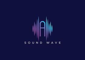 Minimalist Letter A Sound Wave logo. Modern Sound Wave logo. A Music Logo. vector