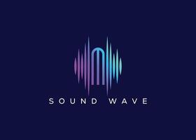 Minimalist Letter M Sound Wave logo. Modern Sound Wave logo. M Music Logo vector