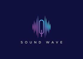 Minimalist Letter Q Sound Wave logo. Modern Sound Wave logo. Q Music Logo vector