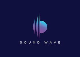 Minimalist Letter D Sound Wave logo. Modern Sound Wave logo. D Music Logo vector