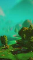 paisaje de bosque verde de dibujos animados con árboles y lago video