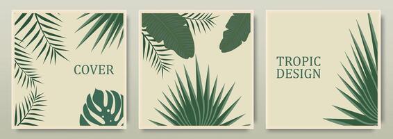 Abstract botanical toropical notepad cover design. Hand drawn aesthetic background with tropical exotic leaves. For notepads, planners, brochures, books, catalogues. vector