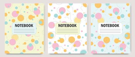 Cover design for notebooks or diaries with an abstract pattern of circles and bubbles. Template for covers of diaries, albums, notebooks, and other printed materials. vector