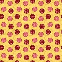 Slices of salami sausage seamless pattern for National Salami Day vector