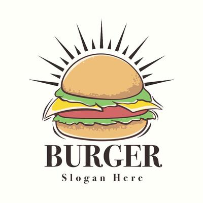 Hand drawn burger logos on white background