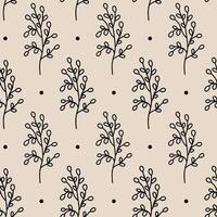 Minimalistic botanical seamless pattern. hand-drawn illustration in doodle style. Perfect for decorations, wallpaper, wrapping paper, fabric. Floral background. vector