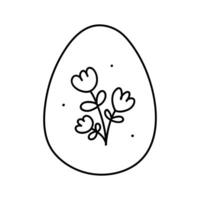 Cute Easter egg with flowers isolated on white background. hand-drawn illustration in doodle style. Perfect for holiday designs, cards, logo, decorations. vector