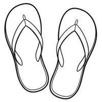 Flip flops outline coloring book page line art illustration digital drawing vector