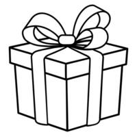 Gift box outline coloring book page line art illustration digital drawing vector