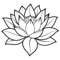 Lotus Flower outline illustration coloring book page design, Lotus Flower black and white line art drawing coloring book pages for children and adults vector