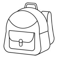 Backpack outline coloring book page line art illustration digital drawing vector