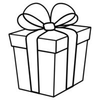 Gift box outline coloring book page line art illustration digital drawing vector