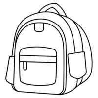 Backpack outline coloring book page line art illustration digital drawing vector