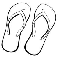 Flip flops outline coloring book page line art illustration digital drawing vector