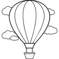 Hot air balloon on the sky outline coloring book page line art illustration digital drawing vector