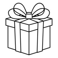 Gift box outline coloring book page line art illustration digital drawing vector