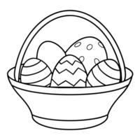 Easter eggs basket outline coloring book page line art illustration digital drawing vector