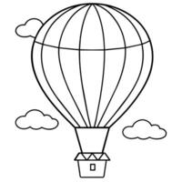 Hot air balloon on the sky outline coloring book page line art illustration digital drawing vector