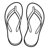 Flip flops outline coloring book page line art illustration digital drawing vector