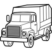 Truck outline coloring book page line art illustration digital drawing vector