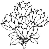 Lotus Flower outline illustration coloring book page design, Lotus Flower black and white line art drawing coloring book pages for children and adults vector