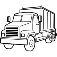 Truck outline coloring book page line art illustration digital drawing vector