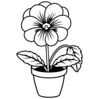 Pansy flower outline illustration coloring book page design, Pansy flower Bouquet black and white line art drawing coloring book pages for children and adults vector