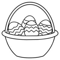 Easter eggs basket outline coloring book page line art illustration digital drawing vector