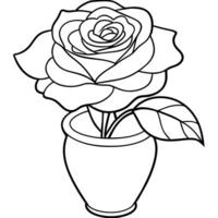 Rosa flor contorno ilustración colorante libro página diseño, Rosa flor negro y blanco línea Arte dibujo colorante libro paginas para niños y adultos vector