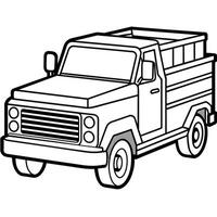 Truck outline coloring book page line art illustration digital drawing vector