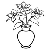 Jasmine flower outline illustration coloring book page design, Jasmine flower black and white line art drawing coloring book pages for children and adults vector