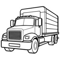 Truck outline coloring book page line art illustration digital drawing vector