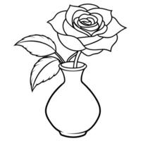 Rosa flor contorno ilustración colorante libro página diseño, Rosa flor negro y blanco línea Arte dibujo colorante libro paginas para niños y adultos vector